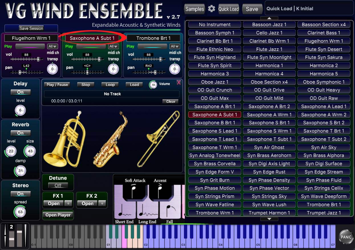 Instrument Selection List