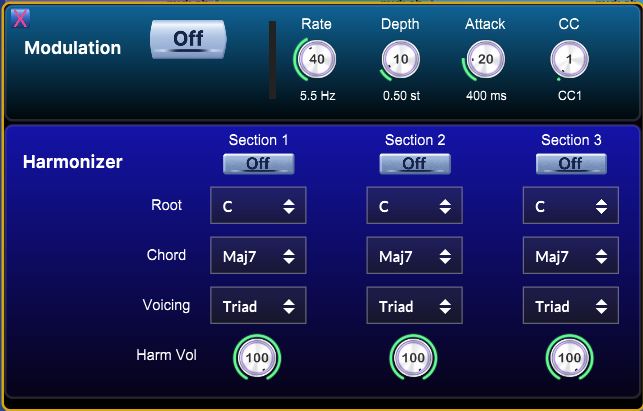 The FX 2 panel: modulation and the harmonizer