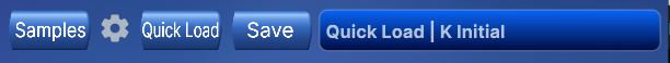 The top bar: Samples, settings, Quick Load, Save and the current preset