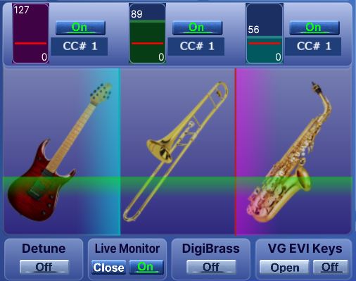 The live monitor showing incoming controller values