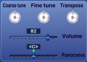 Coarse tune, fine tune, transpose, volume and panorama