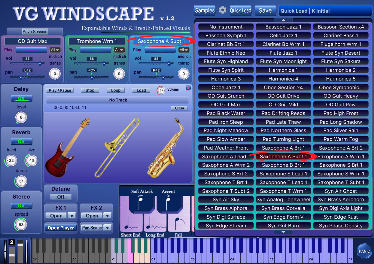 Choosing a sound set from the Quick Load browser