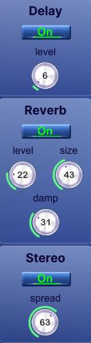 Delay, reverb and stereo at the left edge of the window